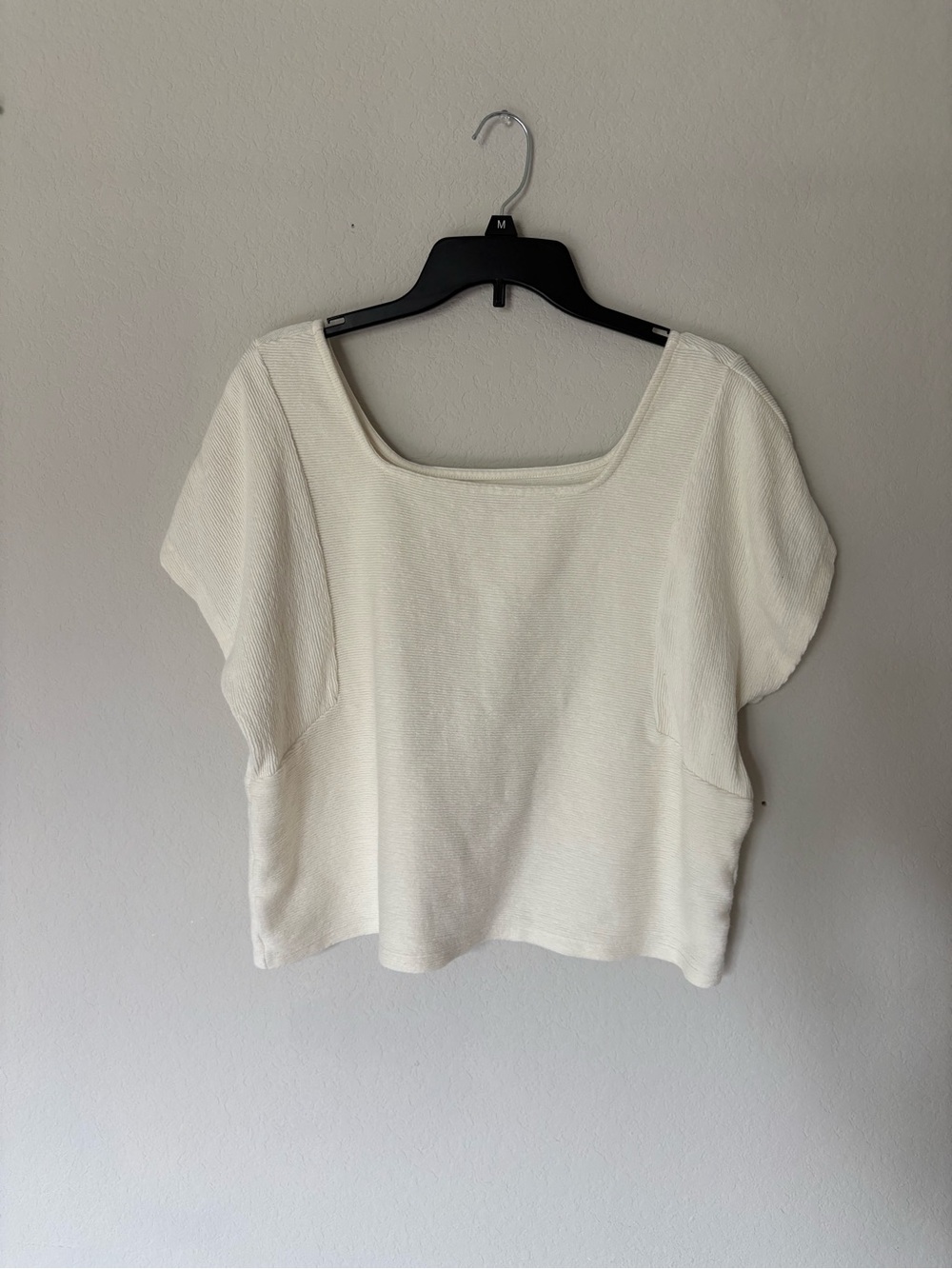 Madewell Cream Square-Neck Short Sleeve Women's Top XL